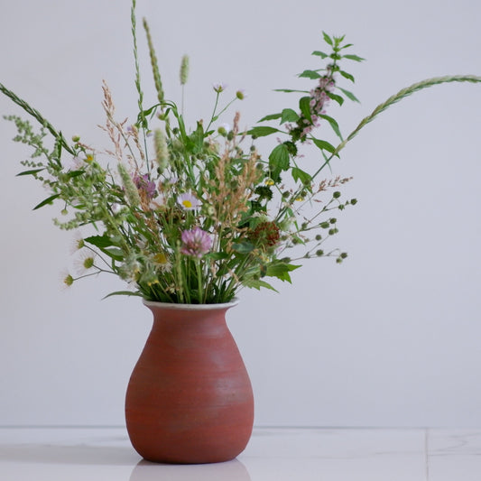 Raw Terracotta Vase with Matte White Inside