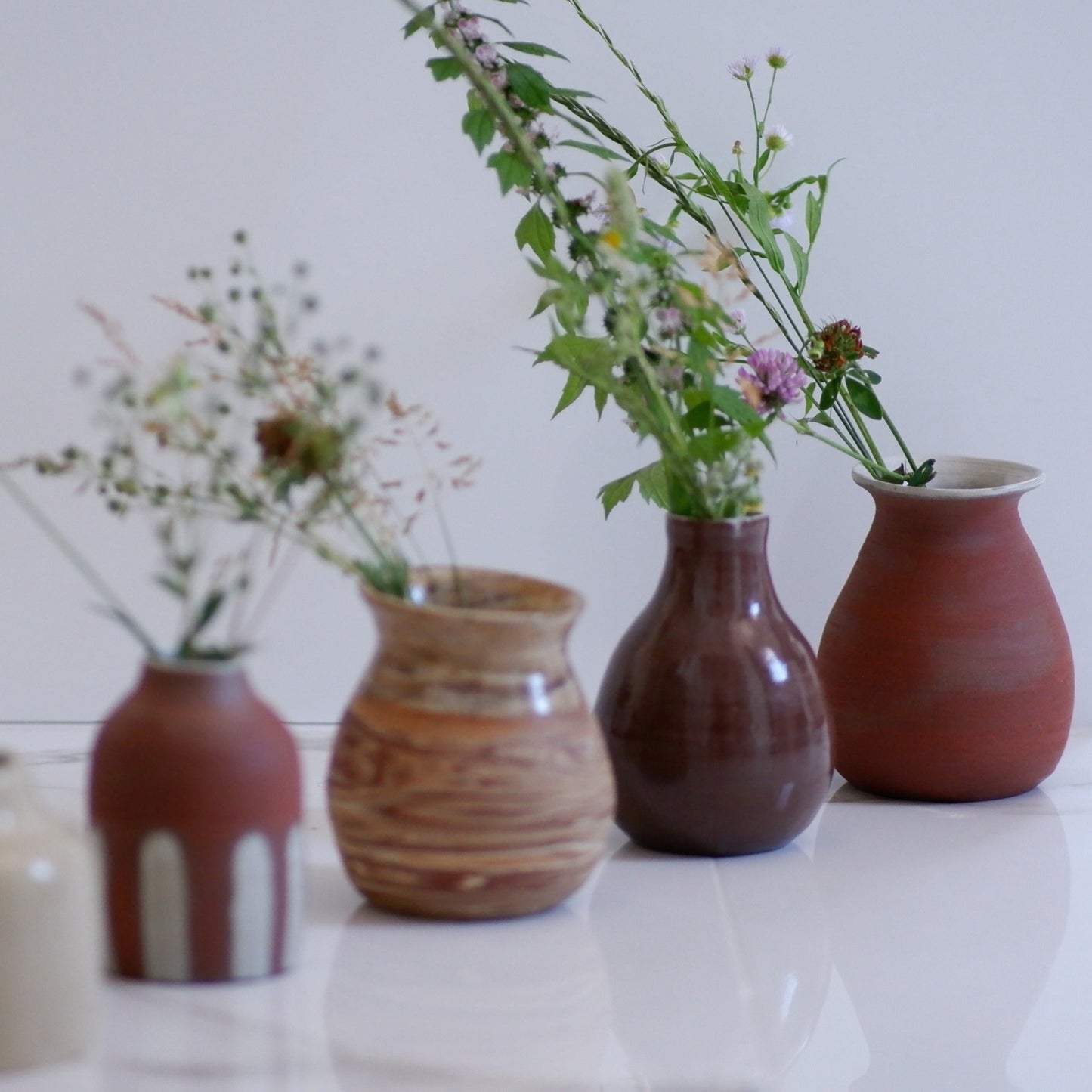 Raw Terracotta Vase with Matte White Inside