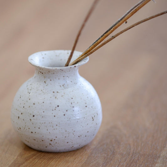 Small White Speckled Vase